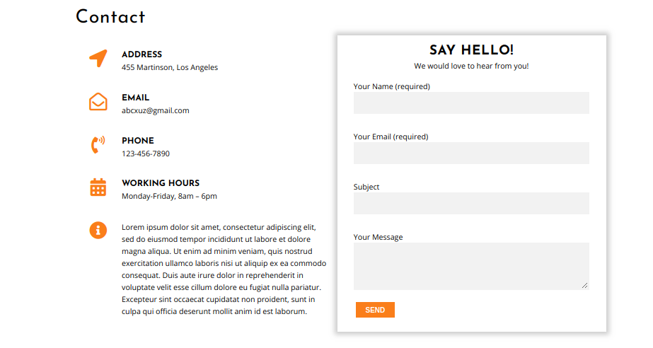select Contact Page template