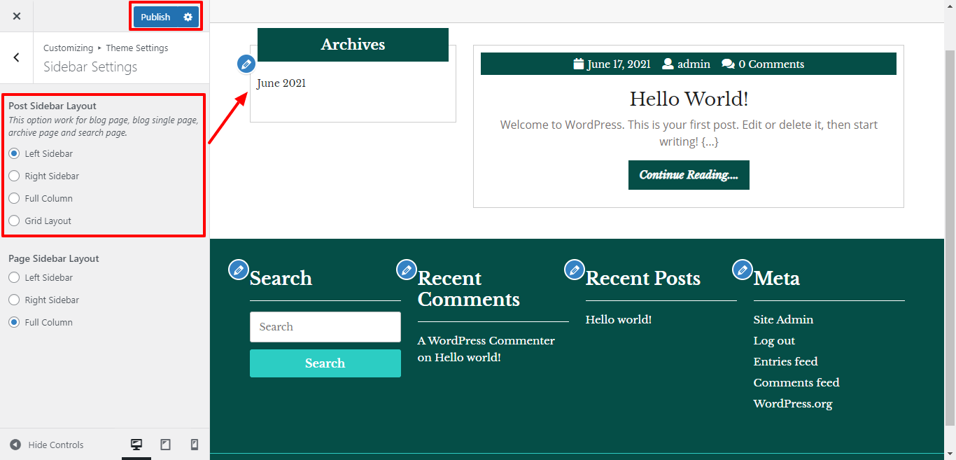 post Sidebar Layout