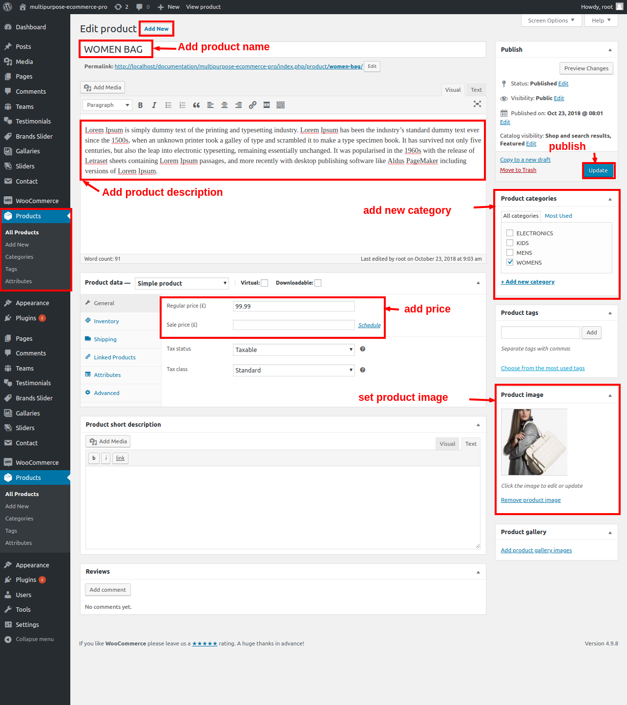 set tab section