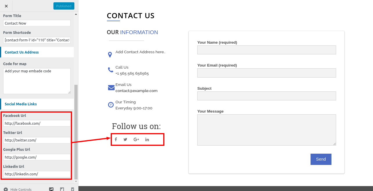 select Contact Page template