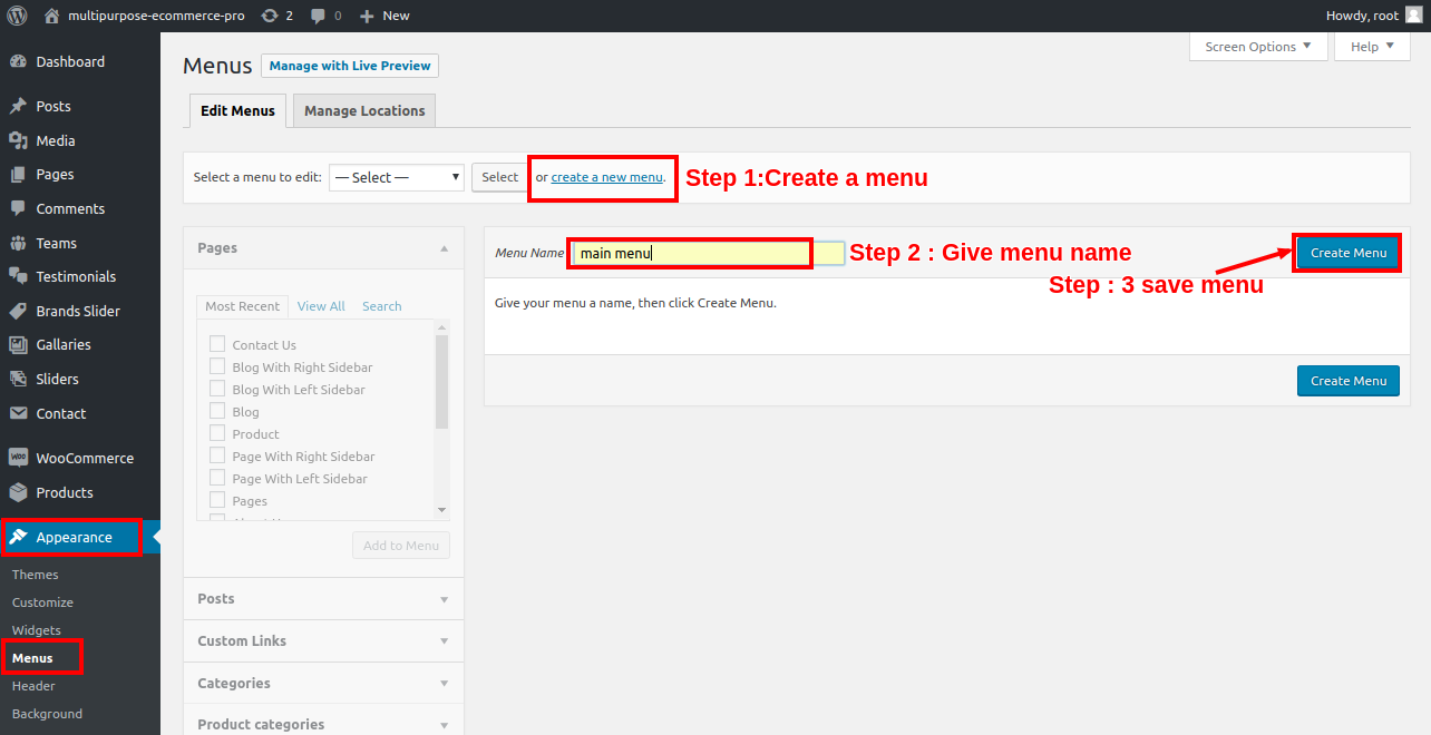 Create a Menu