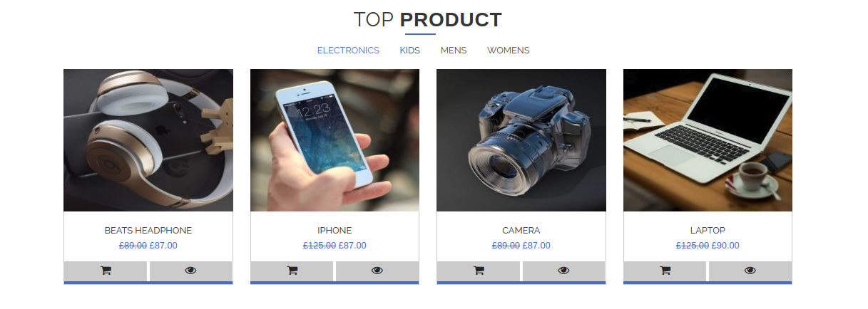 Final display of Product Tab Section