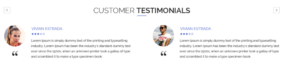 Final display of Testimonials