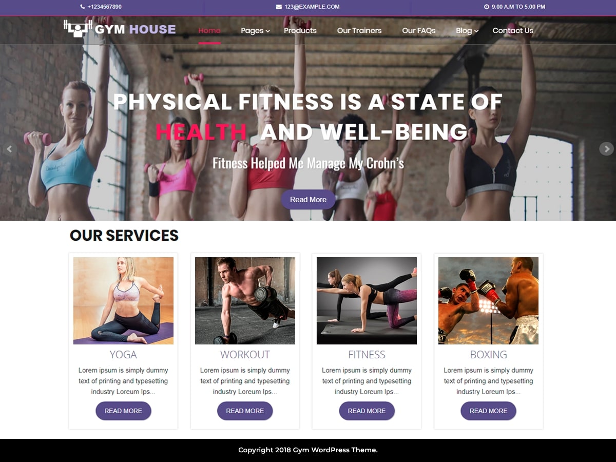 Premium fitness WordPress theme