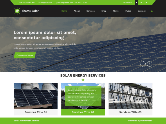 free solar energy wordpress theme