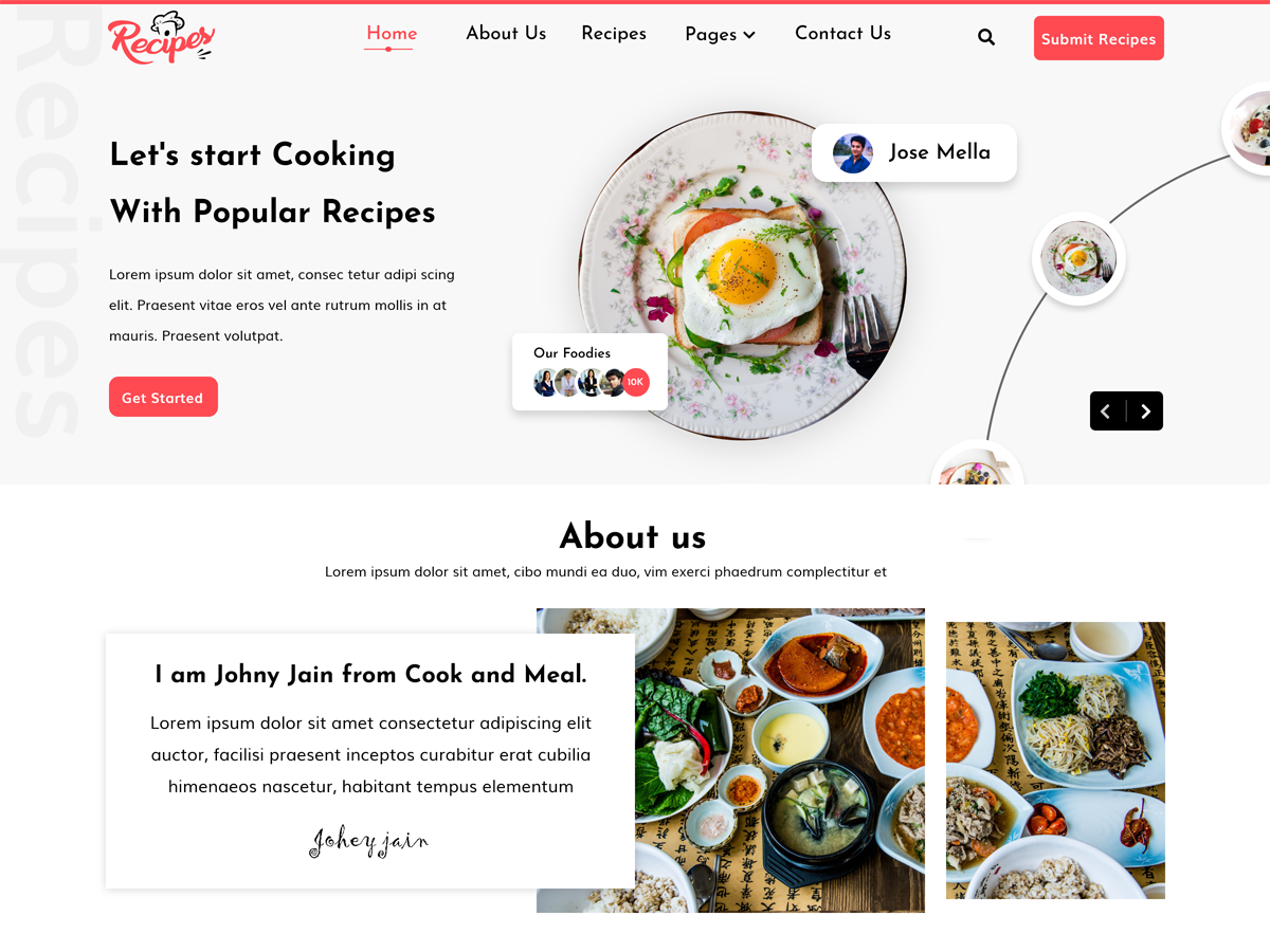 Free Recipes WordPress Theme